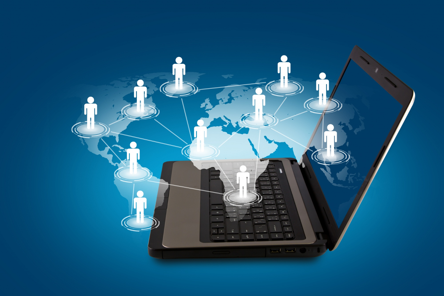 laptop which there is world people drawn